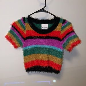 Striped Fuzzy Crop Top